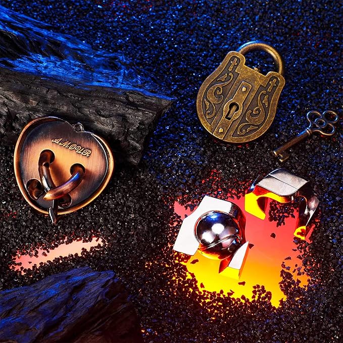 Sumind 3 Pieces 3D Metal Brain Teaser Puzzles Unlock Interlocking Puzzle Games IQ Education Logic Test Toys for Adults Mind Challenge, Christmas Birthday Gifts