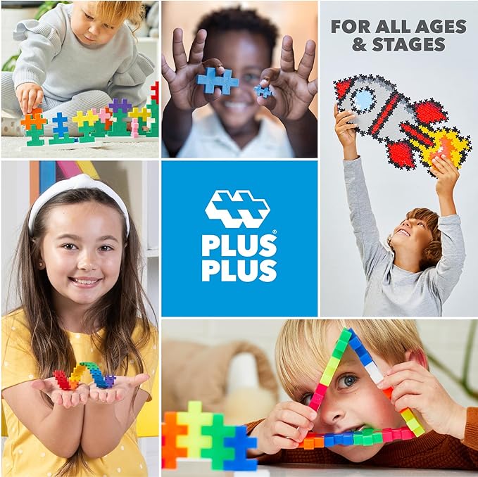 PLUS PLUS 240 Piece Interlocking Building Blocks for Kids, Open Ended Connecting Toys, Stem Bin Classroom Mini Manipulatives - Spooky Mix Play Tube