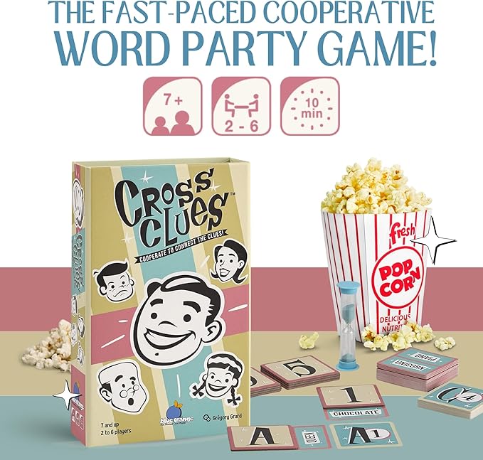 Blue Orange Games Cross Clues- New Cooperative Family Party Game for 2 to 6 Players. Recommended for Ages 7 and up