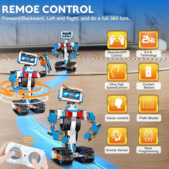 anysun STEM Building Robot Toys for Kids 8-12, Educational Science Build Block Kits, Educational Remote Control Toy with App Control, Birthday Gift Ideas for Boys and Girls