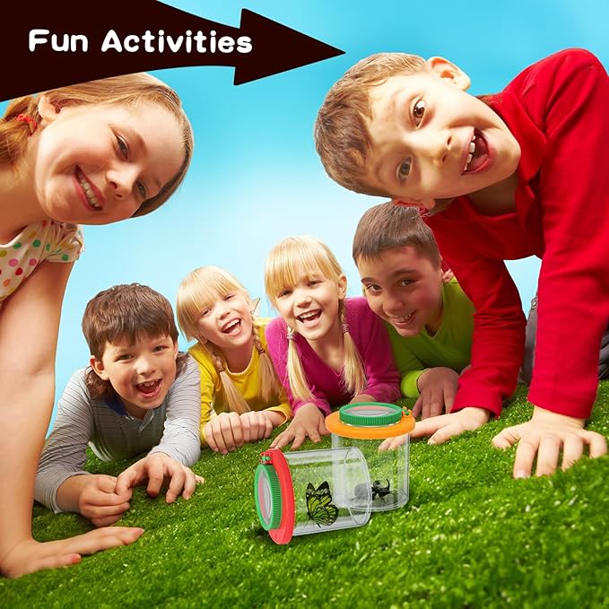 Coopay 6 Pieces Magnifying Insect Box - Bug Viewer, Critter Insect Cage, Container, Bug Catcher Cage, Jar Collecting Kit for Children, Kids Science Nature Exploration Tools
