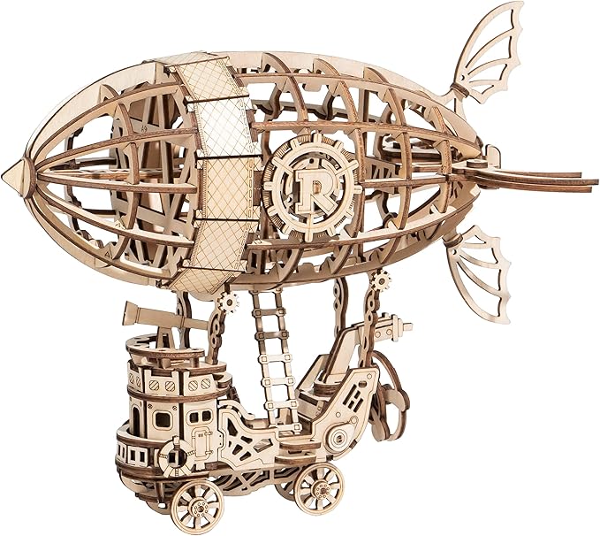 Rolife 3D Wooden Puzzle Airship for Kids and Adults - Model Building Kit, Educational Brain Teaser, Ages 8-10 (7.1in*5in*6.5in)