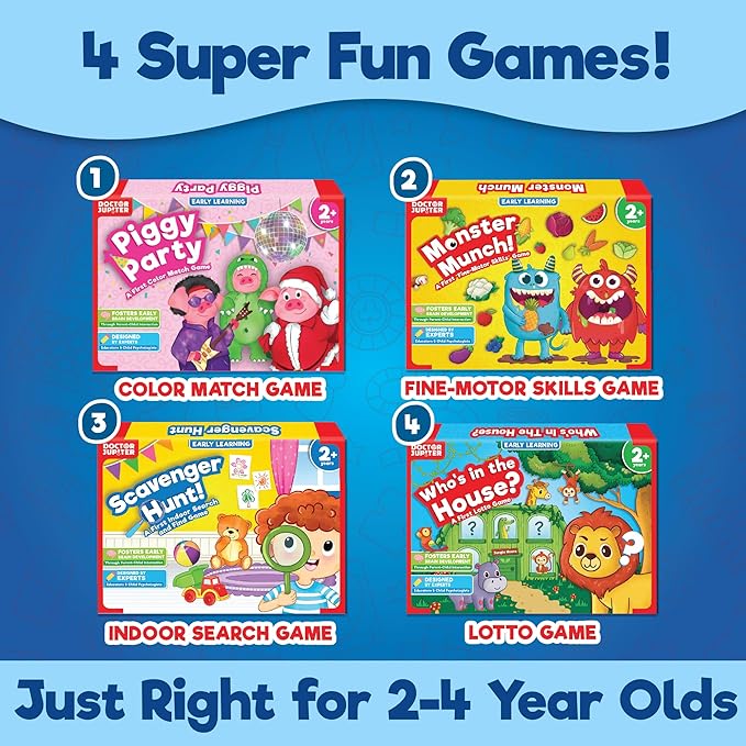 Doctor Jupiter My Big Box of Games for 2 to 4 | Toys for Ages 2-4 | Birthday Gift for 2 Year Old Boys and Girls | Toddler Toys for 2-3-4 Year Old | Learning & Education Toys