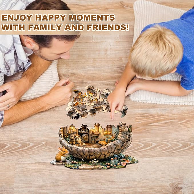 Wooden Puzzle for Adults-Wooden Puzzle Unique Shape Advanced Acorn Mouse Wooden Jigsaw Puzzle for Adult, Wood Puzzles,Challenge Wooden Jigsaw Puzzle(M-11.4 * 10.6in 160pcs)