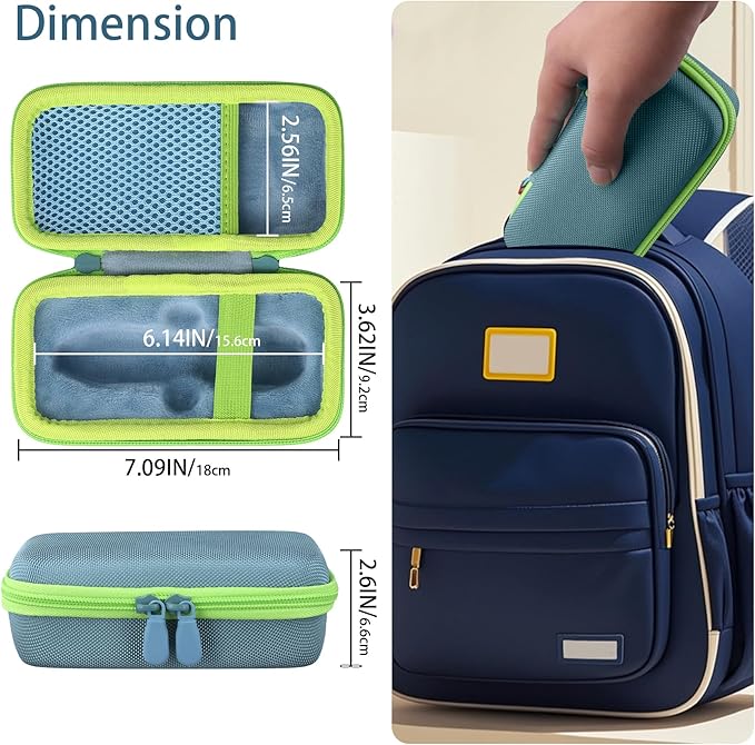 co2CREA Hard Case for 3Doodler Start+ Essentials (2024) 3D Pen Set - Storage Organizer with Custom Slots for Art Activity Set, Printing Filament Refill and USB Charger, Light Blue Case + Green Zipper