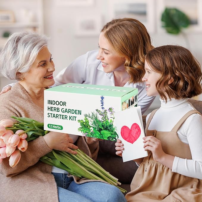 12 Herb Garden Kit Indoor - 42 Pcs Complete Kitchen Window Herbs Seeds Growing Starter Set Kit Gardening Gift Birthday Housewarming Christmas Gift for Women Her Mom Men Home Chefs Gardener Beginner