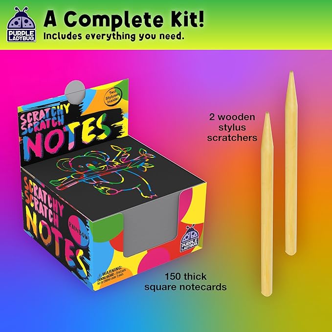 Stocking Stuffers for Kids, for Girls & for Teen Girls - 150 Rainbow Scratch Art Mini Notes Arts and Craft Supplies, Christmas Gifts for Grandkids Crafts Activity Kit, Birthday Gifts