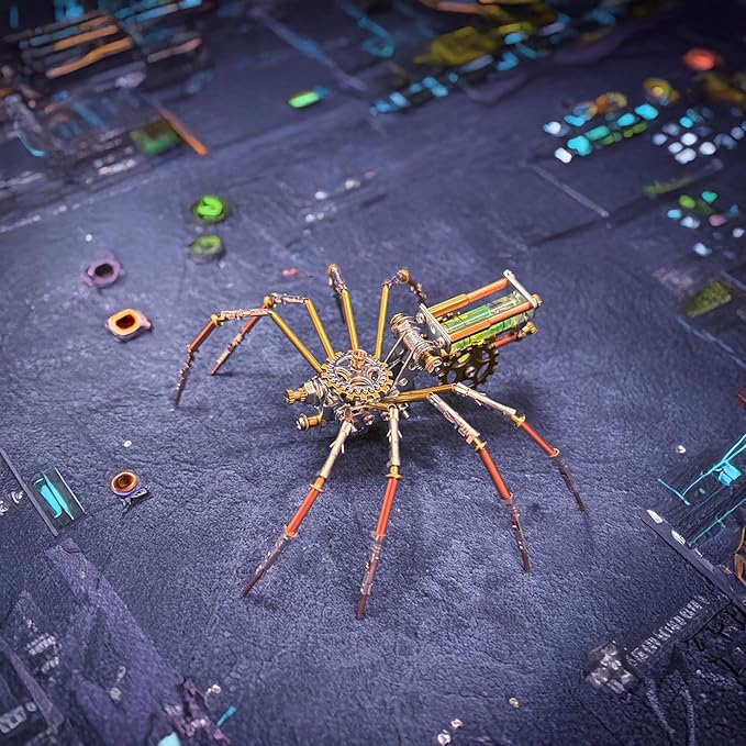 Steampunk Mechanical Insect Spider Model Hobby Kit,DIY Projects Metal Building 3D Metal Puzzles Gifts for Birthday, Ideas(Mechanical Spider F)