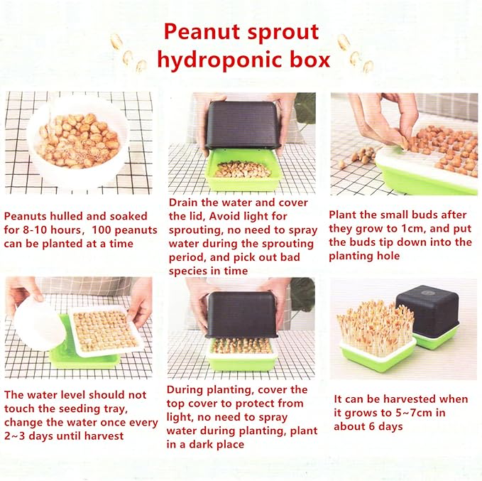 10x12 Microgreens Growing Trays, 100 Holes Sprouts Growing Kit with Shade Cover Planting Plate Mesh Plate Water Tray Reusable Seed Starter for Peanut