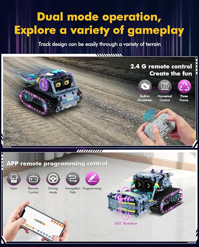 BAV 3 in 1 STEM Robotics Toy Building Blocks Set, Programmable APP Remote Control Robot/Car Robot Coding Kit, STEM Project Education Birthday Gift for Boys and Girls Ages 8-12 (433 Pieces)