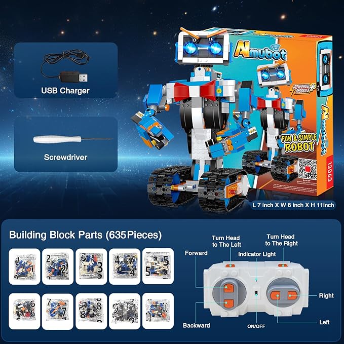 anysun STEM Building Robot Toys for Kids 8-12, Educational Science Build Block Kits, Educational Remote Control Toy with App Control, Birthday Gift Ideas for Boys and Girls