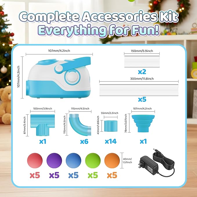 Air-Powered STEM Building Toys - Rechargeable & Play While Charging STEM Toys for 3+ Year Old, Birthday & Christmas Gifts for Kids