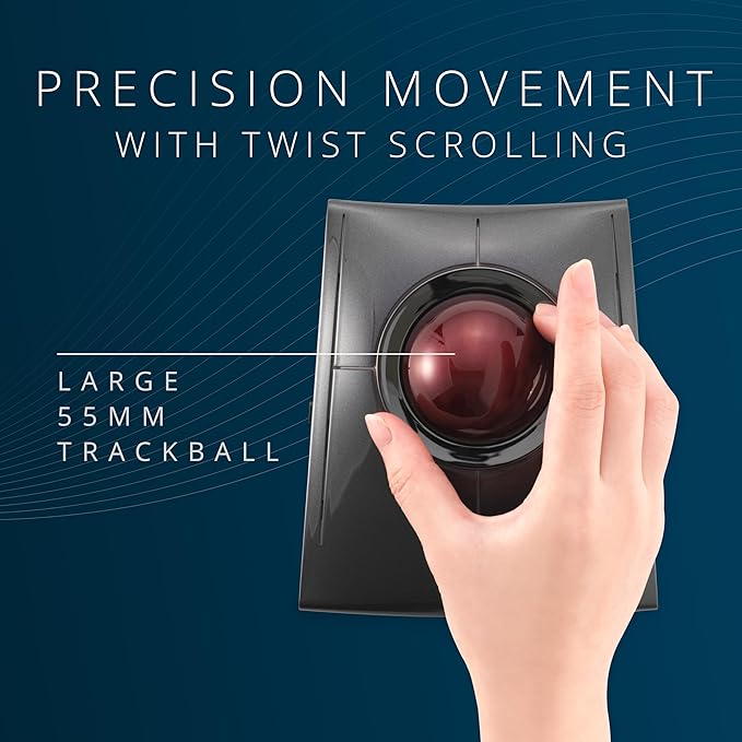 Kensington SlimBlade™ Pro Wireless Trackball, Rechargeable Battery, Bluetooth 2.4GHz Connection Options (K72080WW)
