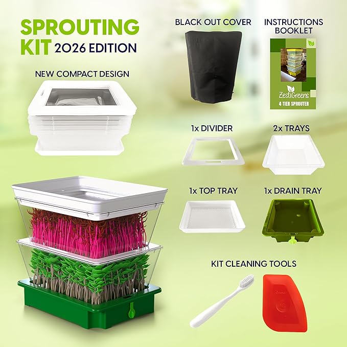 Premium Alfalfa Sprouting Seeds – Non GMO, Organic Seeds from The USA (2-Tier Sprouting Kit)