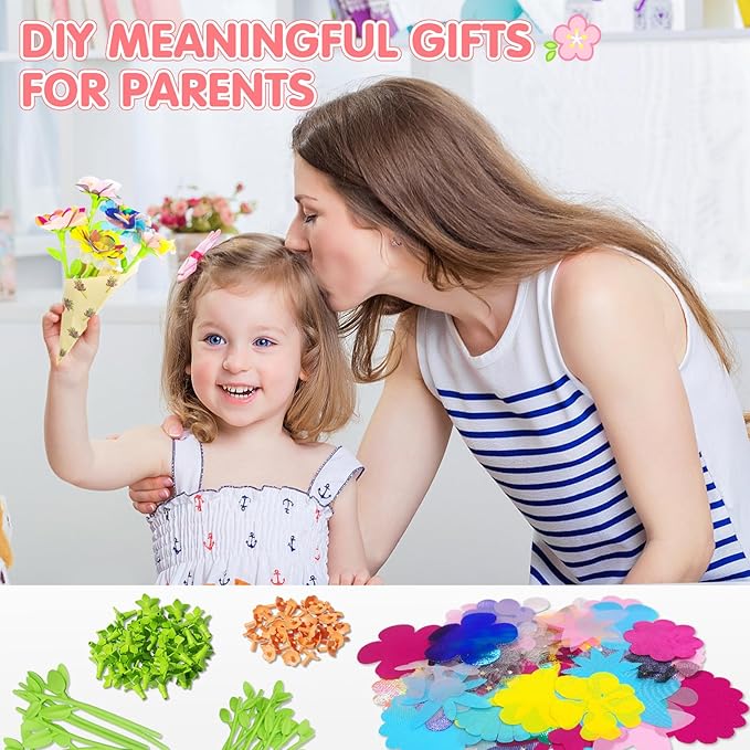 ChainnForces Flower Bouquet Craft Kit Accessories for Making 32 Flowers, DIY Fabric Flowers for Crafts Build Your Bouquet Market Toy Parts