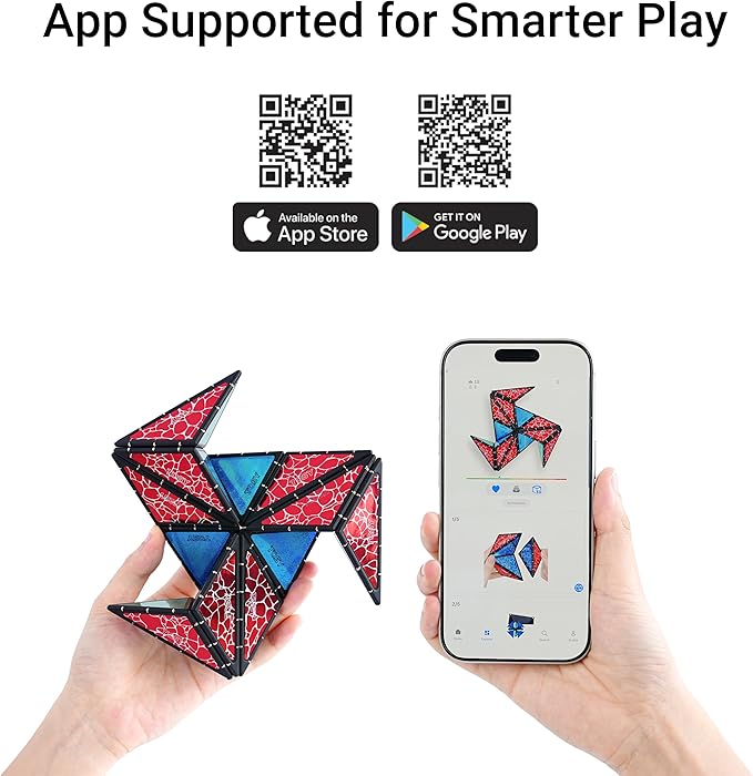 TOSY Magnet Pyramid Glow - 1 Cube Transforms into 1 Billion Shapes, 12 Pieces, 243 Rare Earth Magnets, Glowing, Christmas Stocking Stuffers Gift for Kids, Creative Puzzle STEM/STEAM Toy, 4-Pack