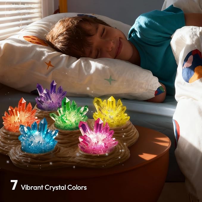 Klever Kits Crystal Growing Lab- 7 Color Crystal Growing Kit with Light-Up Base, Educational Toys Birthday Gift for Boys and Girls, Science Kits for Kids Ages 8-12 by Jova