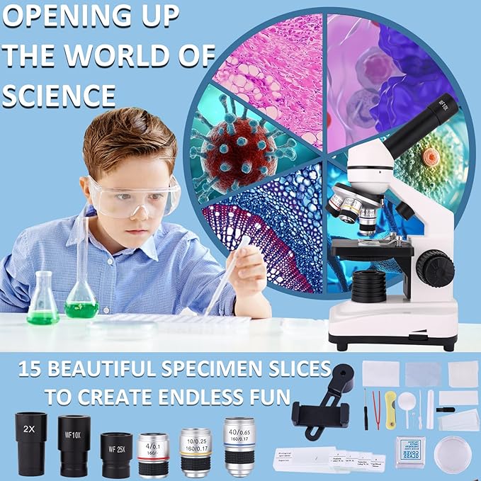 Microscope for Adults 40x-2000x Compound Microscope with Dual LED Illumination for Schools