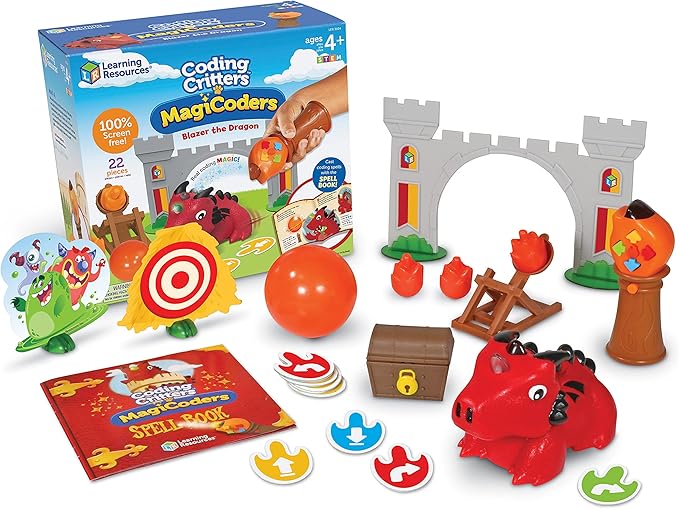 Learning Resources Coding Critters MagiCoders: Blazer the Dragon - Robotics for Kids, STEM Programming, Scientific Building Toys, Engineering Gift Set, Games for Boys and Girls