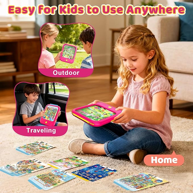 Kids Learning Tablet Bilingual, Educational Learning Toys for Toddlers 2-5 Year Olds, with 2000+ Words and Games, Autism Sensory and Speech Therapy Toys, 2 3 4 5 Year Old Girl Birthday Gift(Pink)