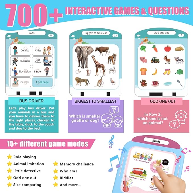 QuTZ Talking Flash Cards, Phonics Flash Cards, Learn to Read with 166 Pages, 29+ Themes, 800+ Words & Fun Facts, 700+ Interactive Games, Toddler Learning Toys for 2-6 Year Old