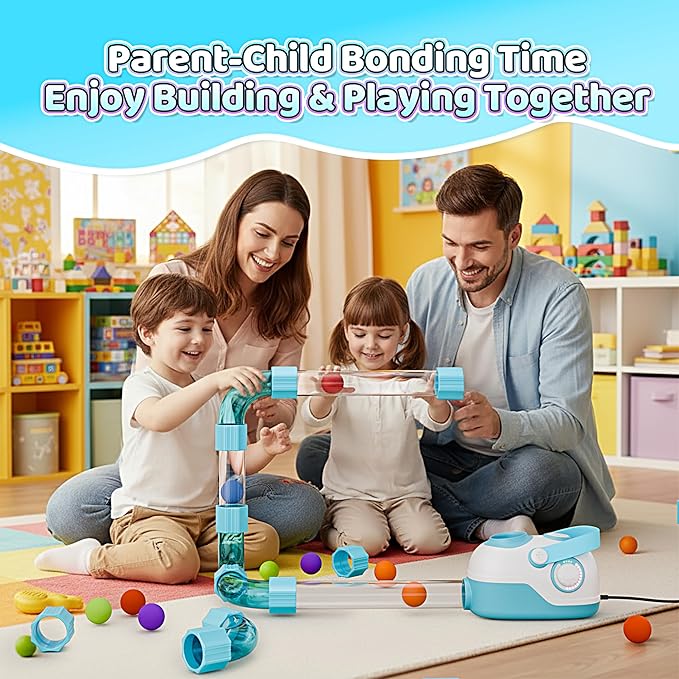 Air-Powered STEM Building Toys - Rechargeable & Play While Charging STEM Toys for 3+ Year Old, Birthday & Christmas Gifts for Kids