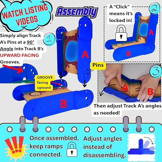 STEM Ramp Builder Set by Redi-Rampz–10 Modular Track Pieces with Adjustable Angles + 2 Monster Trucks | Build Custom Ramps, Bridges & Jumps (Ages 3+, No Batteries, Fits 1:64 Vehicles)