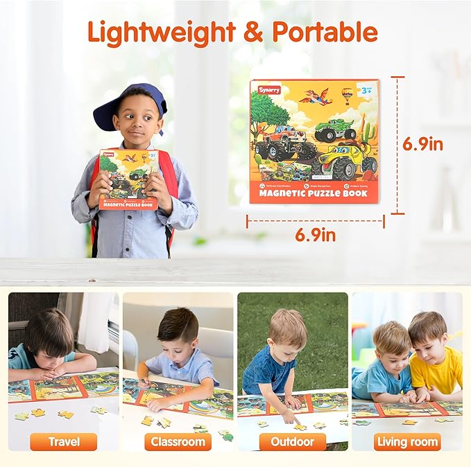 SYNARRY Magnetic Puzzles for Toddlers 3-5, 20 Pieces Travel Puzzles for Kids Ages 3-5, Car Airplane Road Trip Activities Magnet Games Toys for 3 4 5 6 Year Old Children Boys Girls Gifts