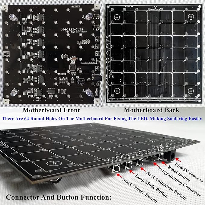 8x8x8 LED Cube DIY Electronic Soldering Project Kit, User Needs to Solder The LED, Displayed Content Can Be Modified [3D8C-BLUE]