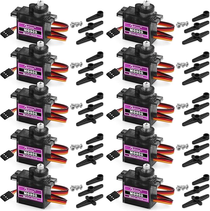 10 Pack Mg90s Servo Motor 9g Micro Servos Kits Metal Gear for DIY Smart Robot Toys RC Toy Car Model Helicopter RC Boat