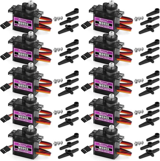 10 Pack Mg90s Servo Motor 9g Micro Servos Kits Metal Gear for DIY Smart Robot Toys RC Toy Car Model Helicopter RC Boat