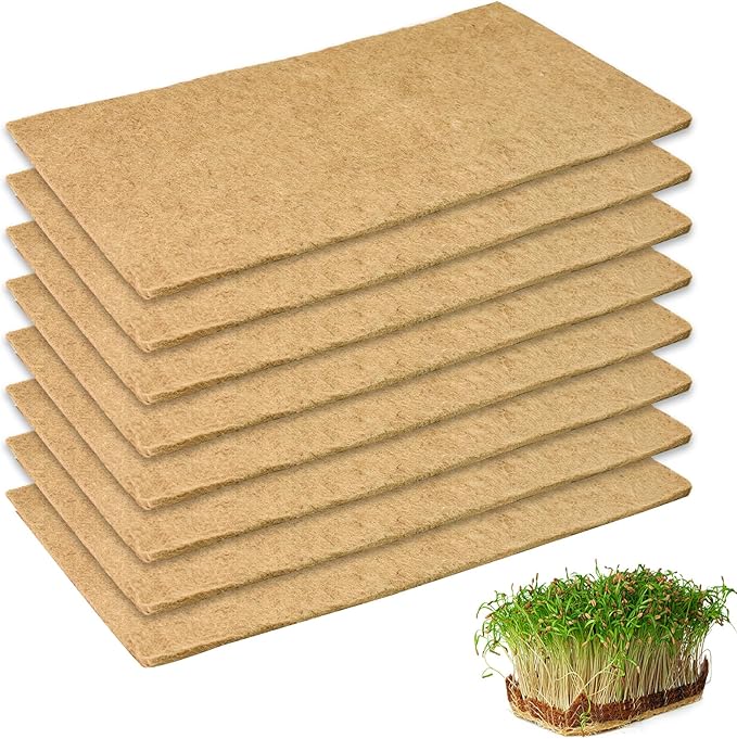 8PCS Microgreen Mats, 10" X 20" Plant Grow Mat Hydroponic Grow Pads Microgreens Sprouting Mats Microgreens Kit for 1020 Germination Trays Wheatgrass Sprouts