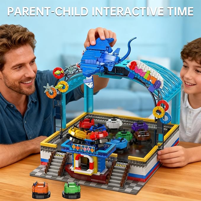 Sosuy Bumper-Boat Ride Building Blocks Set, 2044+ Pcs Amusement Park Model with Motor Remote Control, STEM Engineering Toy for Boys Adults, Teens, Girls, Creative City for Collectors