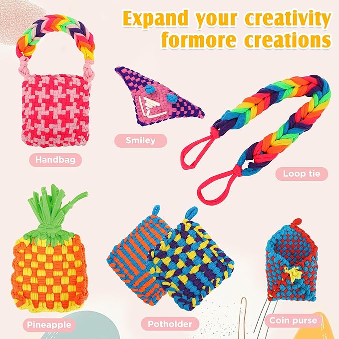 QXHOL 224 PCS Loom Loops Refill for Kids - Elastic Strings Toys for Potholder Weaving Loom Knitting Kits, DIY Craft Supplies Gift for Girls and Boys Ages 6-12