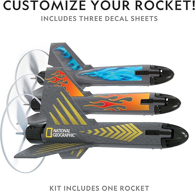 National Geographic Rocket Launcher - Motorized Air Rocket Toy with Patented Design, Launch up to 200 Feet, Outdoor Toys & Model Rockets, Gifts for Kids Ages 8-12, Space Toys