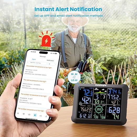 Sainlogic WiFi Smart Weather Station SA9 with 24H/ 7Days Accurate Weather Forecast by Weatherseed® AI, 8.5" Large Display,UV,Sun Light,Rain Gauge,Wind Gauge,2-Year Data Storage & Export(Only 2.4G)