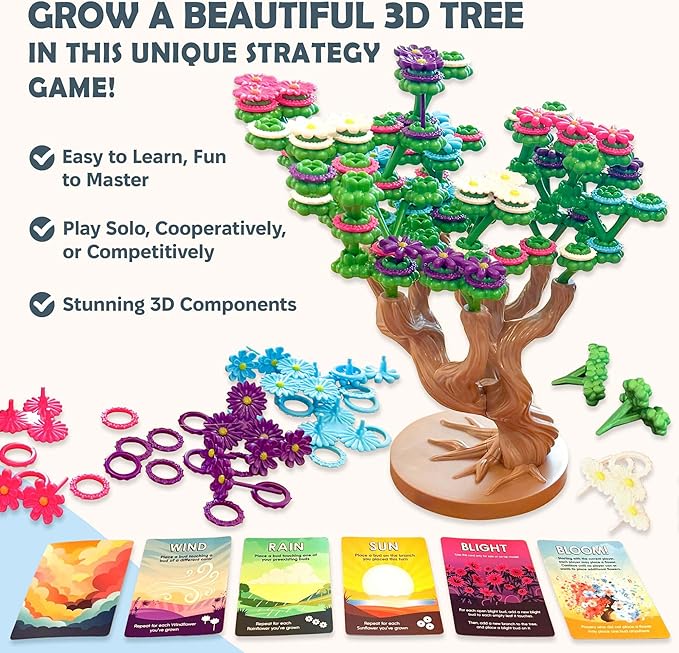 Bloomchasers: 3D Tree-Building Strategy Board & Card Game | Perfect for Family & Friends | 1-4 Players, Ages 12+
