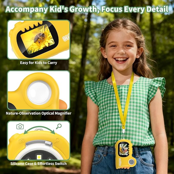 2 in 1 Microscope for Kids & Video Camera, Deepoter 1000X Digital Microscope with 2.0" Screen, Portable Handheld Kids Camera Toys, STEM Educational Science Kit Gifts for 3-12 Age Years Old Boys Girls