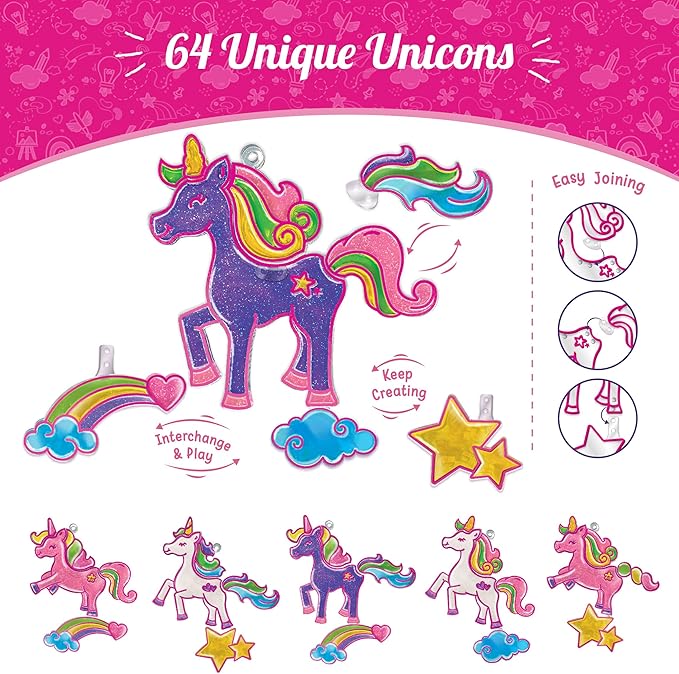 Imagimake Window Art Princess & Unicorn | Suncatcher Kit | Princess & Unicorn Toys for Girls Age 5-8 | Craft Kits for Ages 8-12 | Christmas Activities for Kids | Christmas Gifts for Girls Ages 5,6,7,8