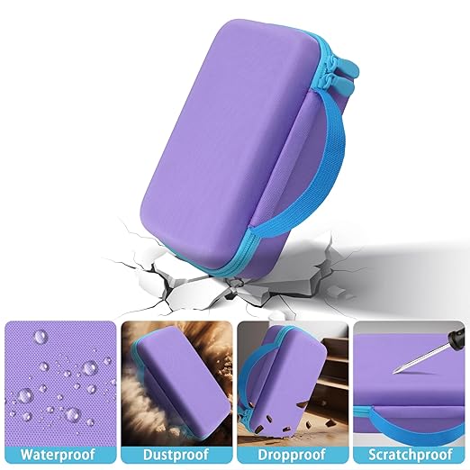 Case Compatible with 3Doodler Start+ Essentials/3Doodler Flow 3D Printing Pen,Storage Holder for 3D Pen PLA Filament and Charger (Purple Case,Blue Zipper)