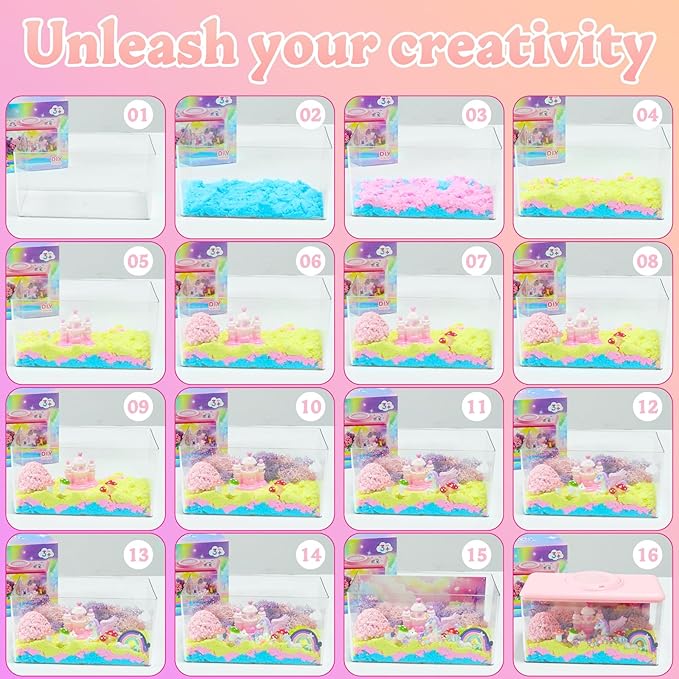 Unicorn Light-Up Terrarium Kit for Kids - Night Light with Remote & Music, Arts and Crafts for Kids Ages 8-12, DIY Girls Toys Age 6-8, Perfect Birthday Hoilday Christmas Gifts for 4-12 Year Old Girls