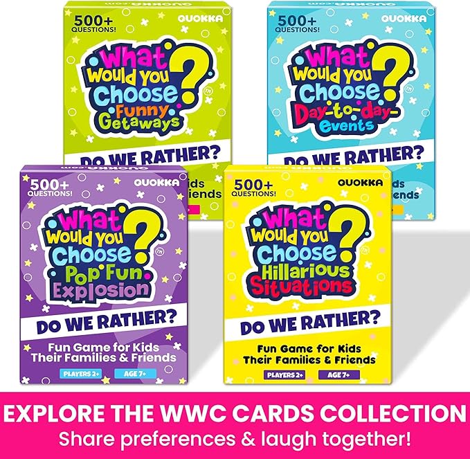 QUOKKA Fun Card Game for Teens, Kids & Adults – Fun Party & Family Board Game | What Would You Chose Challenges | 500+ Hilarious Icebreaker Questions for Friends, Family Nights, Travel & Sleepovers