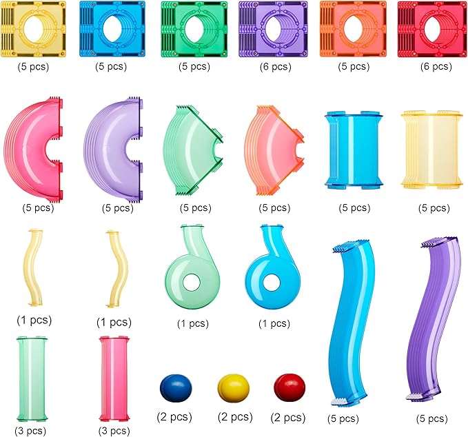 Learn & Grow Magnetic Marble Run Expansion Pack - 88PCs Ultimate Marble Race Track, Magnet Tiles Accessories, Magnetic Ball Track, STEM Building Toys - Construction Toys for Toddlers & Kids Age 3+