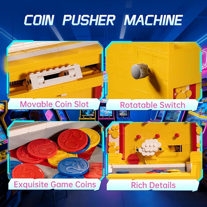 Sosuy Motorized Coin Pusher Building Blocks Set 2093 Pcs – Interactive Arcade Game DIY Construction, for Boys, Educational STEM Toy for Kids Teens Adults, Family Activity