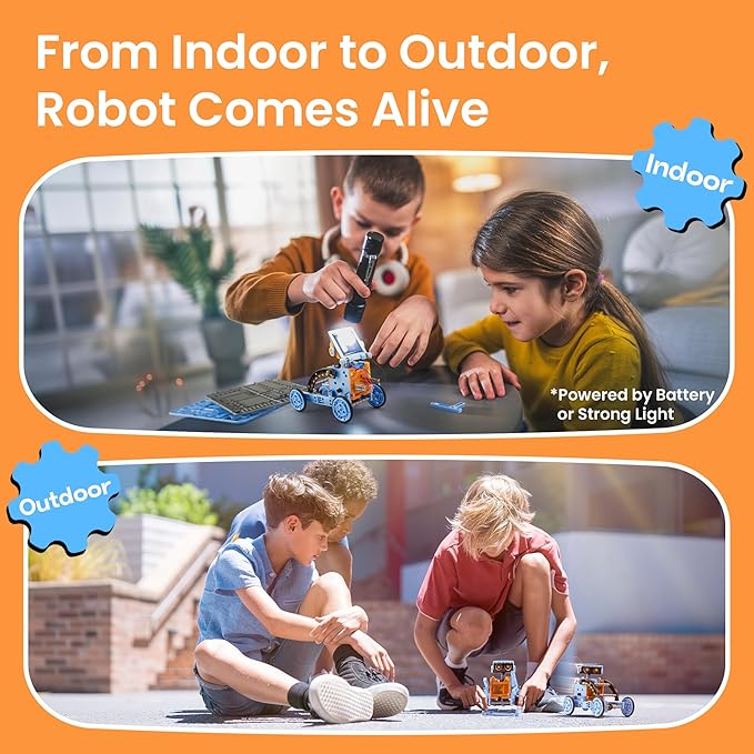 Sillbird Solar Building Robot Kit Christmas STEM Gift for Boys Aged 8-13, DIY Science Educational Toys for Kids Teens Birthday, 12-in-1 Solar or Battery Powered Robotic Set with 197 Pieces