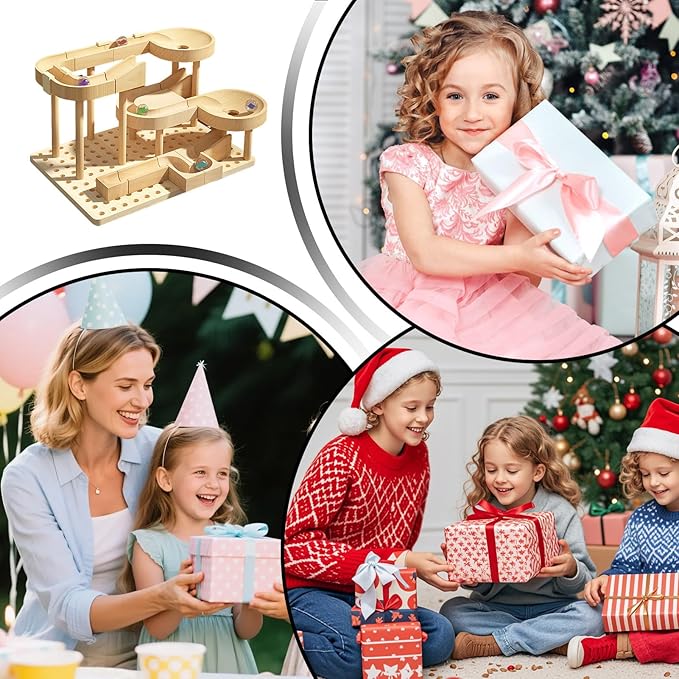 Marble Maze - Wooden Funny Educational Game, Marble Maze Race Track, STEM Skill-Building Toy for Boys Girls Kids Classroom Home School Kindergarten, Educational Toy, 8.86x6.5x6.5 Inches