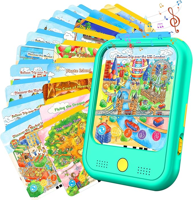 Kids Learning Tablet Bilingual, Educational Learning Toys for Toddlers 2-5 Year Olds, with 2000+ Words and Games, Autism Sensory and Speech Therapy Toys, 2 3 4 5 Year Old Boy Girl Birthday Gift(Green)