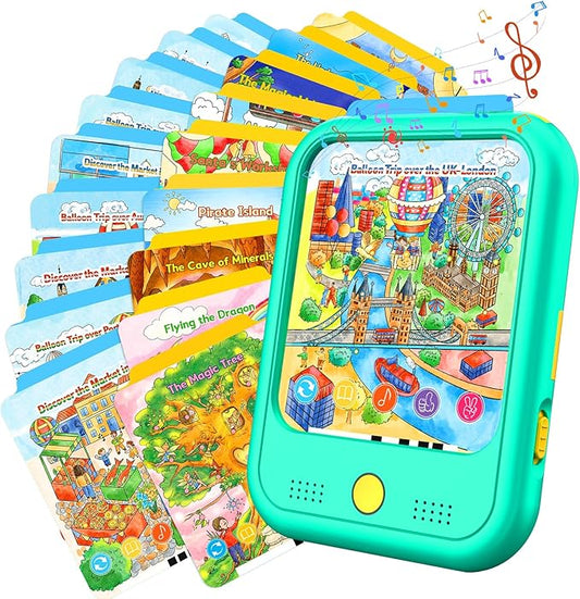 Kids Learning Tablet Bilingual, Educational Learning Toys for Toddlers 2-5 Year Olds, with 2000+ Words and Games, Autism Sensory and Speech Therapy Toys, 2 3 4 5 Year Old Boy Girl Birthday Gift(Green)