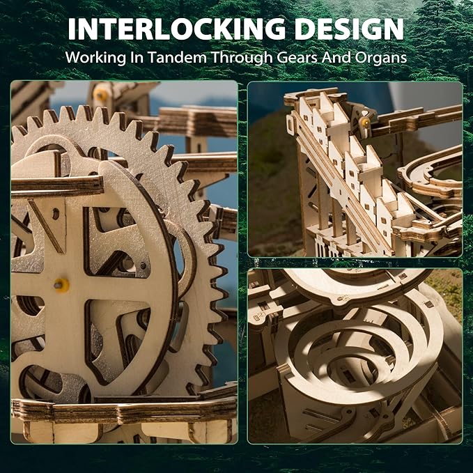 ROKR 3D Puzzles for Adults,Wooden Marble Run,3D Wooden Puzzles for Adults Kids Ages 12-14,Wood Puzzles Adult,Model Kits for Adults,STEM Projects for Kids Ages 12-16,Home Decor Hobbies for Men Women