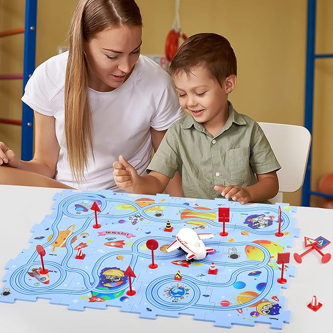 New Plastic Puzzles for Kids Ages 3-5 with A Cute Vehicle, Toddler Puzzles Gift, Critical Thinking Educational Toys, Toys for 3 4 5 6 Year Old Boys Girls, Fun Race Car Track Montessori Toys for Kids